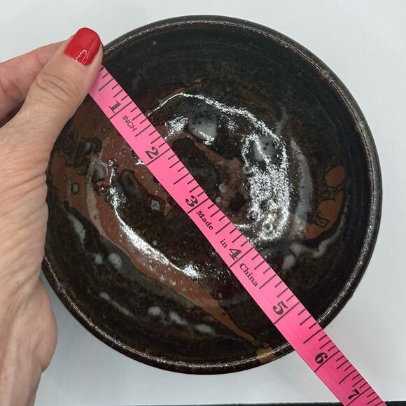 VTG Vintage Signed Brown Ceramic Retro Brown Bowl Spongewear Glazed Pottery - Picture 11 of 15